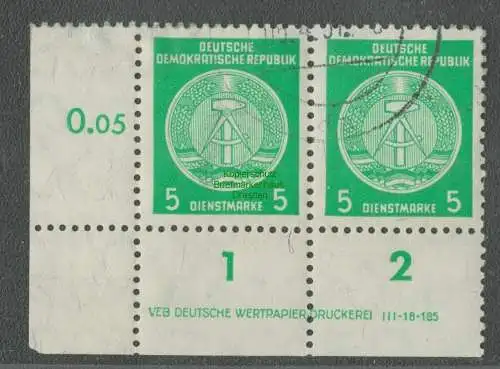 B5111 DDR Dienst 34 A VEB Deutsche Wertpapier-Druckerei DV III-18-185 Gefälligke