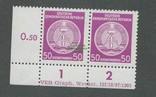 B5076 DDR Dienst 26 XII DV  III/18/97/1203 ** postfrisch