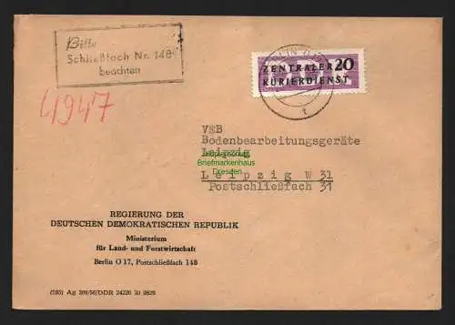 B4801 DDR ZKD B 7 Brief Berlin O17 Regierung Ministerium für Land- und Forstwirt