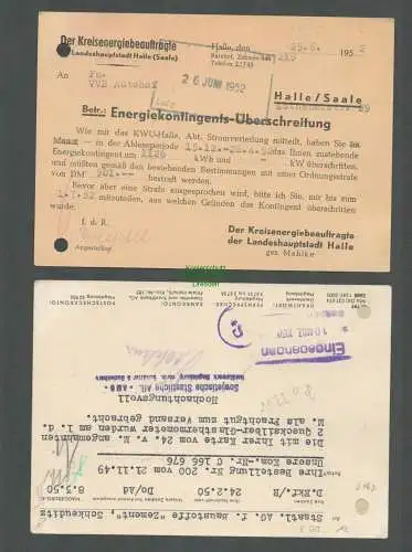 B5167 2x DDR Dienstpost Vorläufer Postkarte Halle Saale 1952 Magdeburg AMO 1950