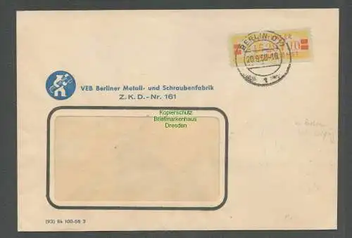 B5134 DDR ZKD B 19 L Brief VEB Berliber Metall- und Schraubenfabrik nach Leipzig