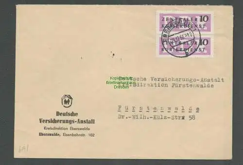 B5126 DDR ZKD 2x B 6 Brief Deutsche Versicherung Eberswalde nach Fürstenwalde