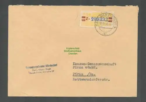 B5209 DDR ZKD B 25 Z Brief Versorgungskontor Bürobedarf Karl-Marx-Stadt n. Pirna