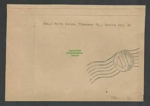 B4842 DDR Brief Pößneck 1955 Zusammendrucke aus MH Bögen nach Frankfurt a. M.