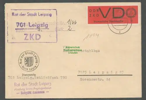 B5268 DDR ZKD VD 3x Brief Vertrauliche Dienstsache Rat der Stadt Leipzig 1966