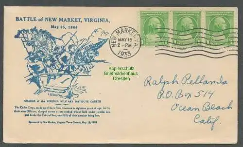 B5957 Brief USA 1933 Battle of New Market Virginia 1864