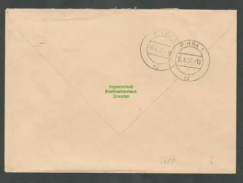 B5288 DDR ZKD B 10 Brief 1957 Versorgungs- und Dienstleistungsbetriebe Pirna