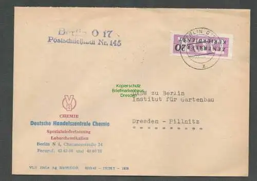 B5945 Brief Dienst B 7 Berlin Deutsche Handelszentrale Chemie 1957 nach Pillnitz