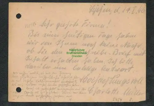 B5754 Gebühr bezahlt 1946 Postkarte Lychen nach Chemnitz