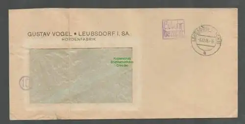 B5801 Gebühr bezahlt 1945 Brief Leubsdorf Sachs. Hordenfabrik