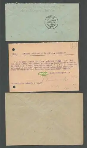 B5760 Gebühr bezahlt 1945 3x Brief Karte Ehrenfriedersdorf Einschreiben Ecena St