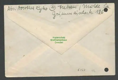 B6167 Brief SBZ Gebühr bezahlt 1945 Trebsen Mulde nach Bad Blankenburg