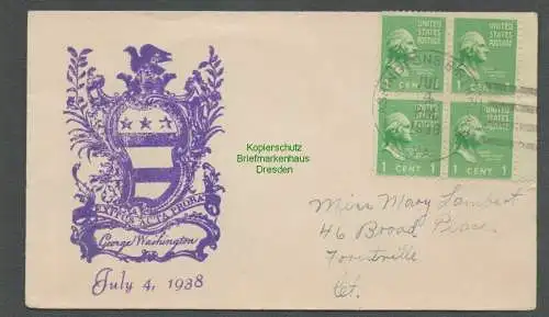 B5967 Brief USA 1938 Washingtons Birthplace 4. Juli Independence Day