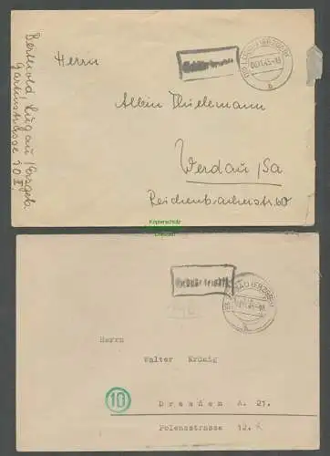 B5790 Gebühr bezahlt 1945 2x Brief Lugau Erzgeb.