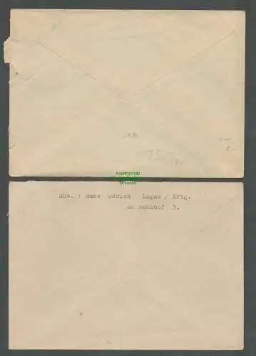 B5790 Gebühr bezahlt 1945 2x Brief Lugau Erzgeb.