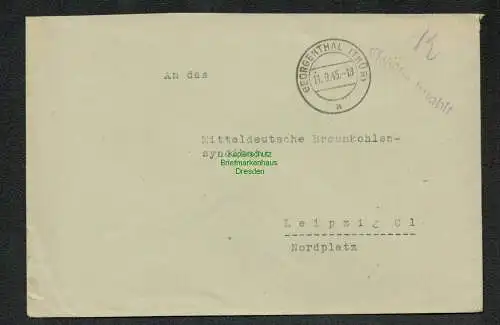 B5752 Gebühr bezahlt 1945 Brief Georgenthal Thür.