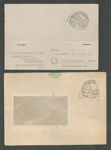 B5725 Gebühr bezahlt 1946 Postkarte Bischofswerda Grossdruckerei Klepsch & Sohn