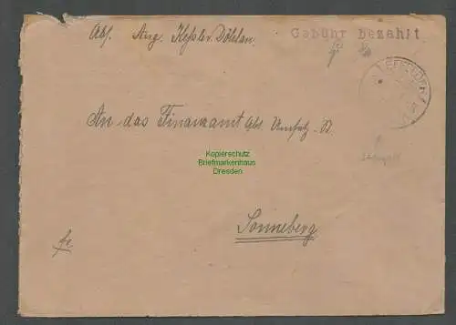 B5756 Gebühr bezahlt 1945 Brief Effelder an Finanzamt Sonnenerg Notumschlag