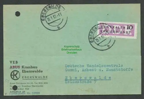 B5311 DDR ZKD B 10 Postkarte offene Karten unzulässig Ortskarte Eberswalde