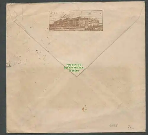 B6026 Brief Deutsches Reich DR 1923 Mimosa Dresden A21 Perfin Firmenlochung