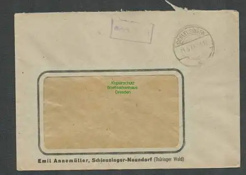 B6237 Brief SBZ Gebühr bezahlt 1945 Schleusingen Schleusinger Neundorf