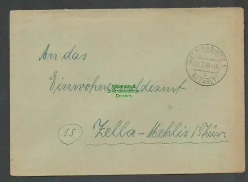 B6280 Brief SBZ Gebühr bezahlt 1946 Oberlungwitz nach Zella-Mehlis