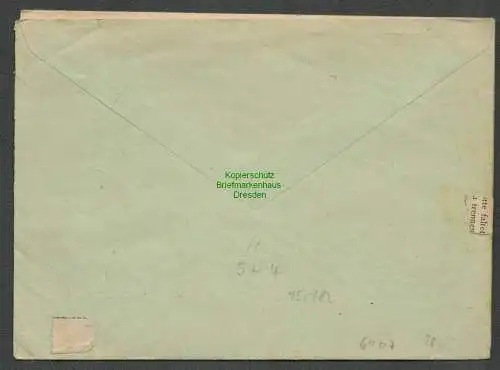 B6107 Brief SBZ Gebühr bezahlt 1945 Sylda über Aschersleben Baugeschäft Sägewerk