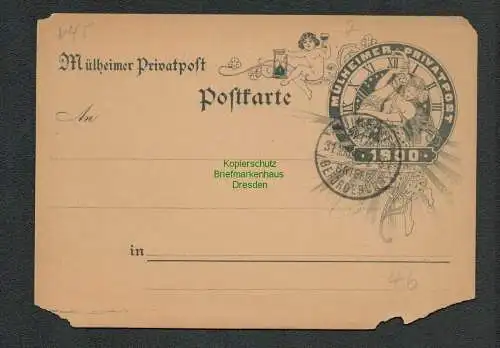 B6406 Ganzsache Mülheimer Privatpost 1900 Abschiedsstempel 31.März 1900