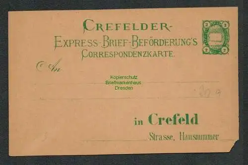 B6411 Ganzsache Crefelder Express Brief Beförderungs Crefeld  Privatpost