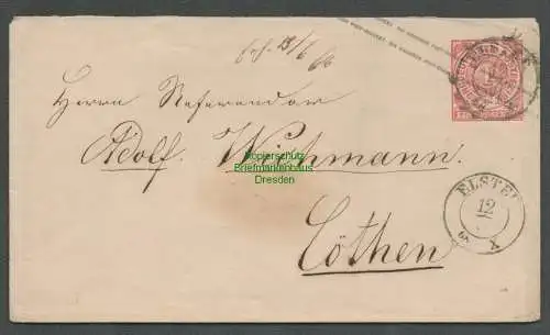 B6347 NDP Brief Ganzsache Ein Groschen (Bad) Elster 1868 nach Cöthen