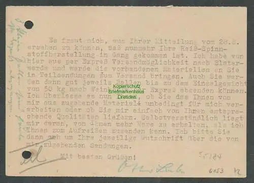 B6153 Postkarte SBZ Gebühr bezahlt 1945 Weinböhla Polsterer Möbelfabrik Otto Lie