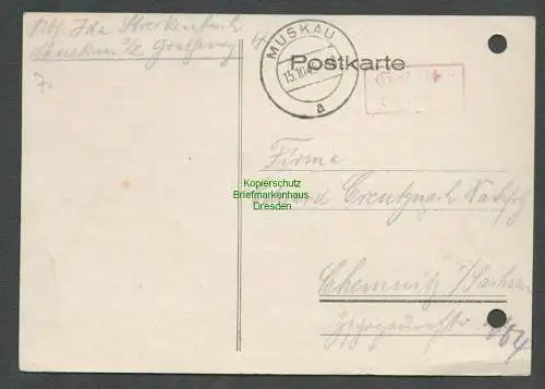 B6285 Postkarte SBZ Gebühr bezahlt 1945 Muskau nach Chemnitz