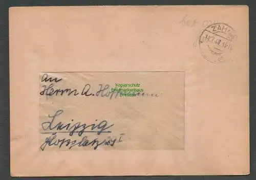 B6129 Brief SBZ Gebühr bezahlt 1948 Zahna Währungsreform