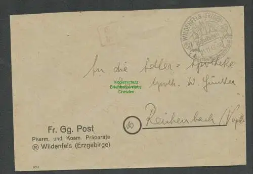 B6148 Brief SBZ Gebühr bezahlt 1945 Wildenfels Erzgeb. Fr. Gg. Post Präparate