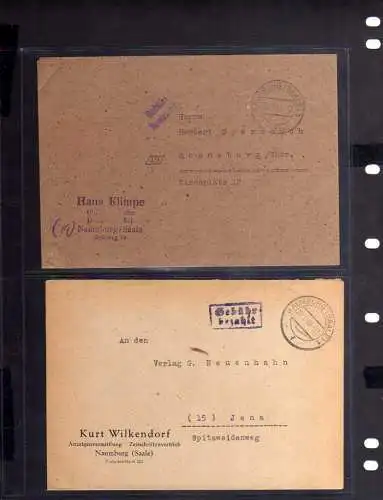 B607 6x SBZ Brief Karte Gebühr bezahlt 1945 Namburg nach Gröditz Cossebaude Ronn