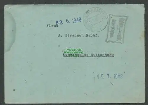 B6095 Brief SBZ Gebühr bezahlt Taxe percue 1948 Rabenau Kr. Dresden n Wittenberg