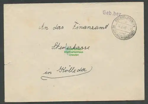 B6162 Brief SBZ Gebühr bezahlt 1948 Oberheldrungen über Heldrungen Unstrut