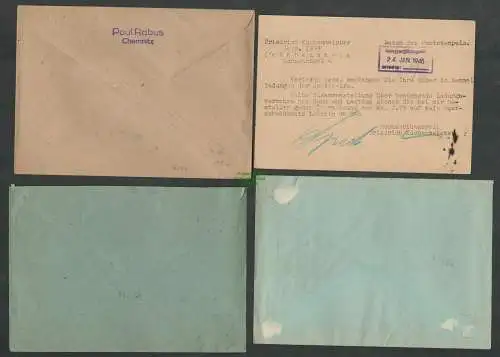 B6216 4x Brief Karte SBZ Gebühr bezahlt 1945 Rabenstein Sachs Sparkasse Chemnitz