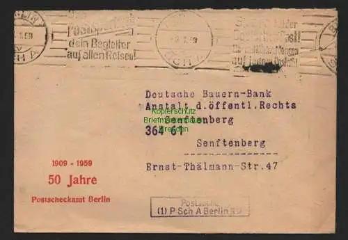 B7082 50 Jahre Postscheckamt Berlin 1909 - 1959 Bedarf nach Senftenberg