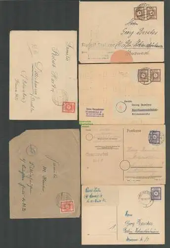 B6812 SBZ Ostsachsen 6x Beleg Dresden Zwickau Coswig Jahnsdof 1945 1946 EF MeF