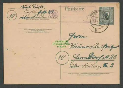 B6469 SBZ Ganzsache Landpoststempel Saupsdorf  über Dresden A27 22.1.47