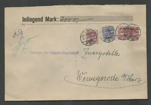 B6698 Brief Wertbrief Deutsches Reich Berlin 1921 DR 115 Siegel n. Wernigerode