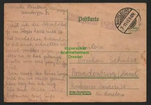 B7321 Postkarte Zustellgebühr Bezahlt Havelberg 19645 nach Brandenburg Havel