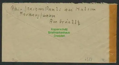 B6983 Brief Gebühr bezahlt Marburg Lahn nach Dresden 1946 Military Censorship