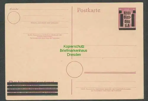 B6804 Lokalausgabe Glauchau Ganzsache ungebraucht 15 auf 6 Pfg.