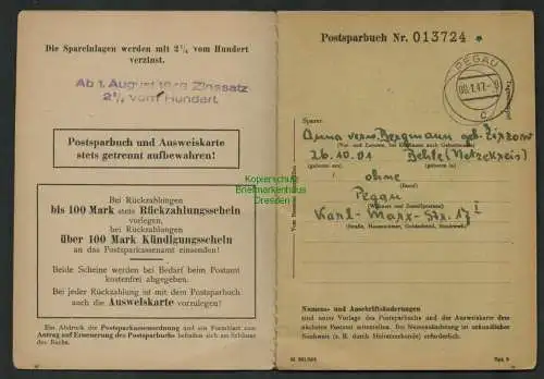 B6975 Postsparbuch 1947 1948 Währungsreform umgewertet + passende Ausweiskarte