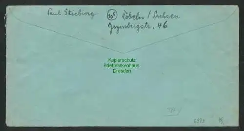 B6973 Brief Alliierte Besetzung 937 Y waag. Gummiriffelung gepr. Schlegel BPP WZ