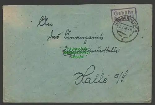 B7485 SBZ Währungsreform Brief Gebühr bezahlt 10.7.48 Sangerhausen nach Halle S.