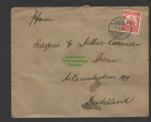 B7396 Brief Duala Kamerun 1909 an Schuhwaren Versandhaus Lewinsohn Dessau