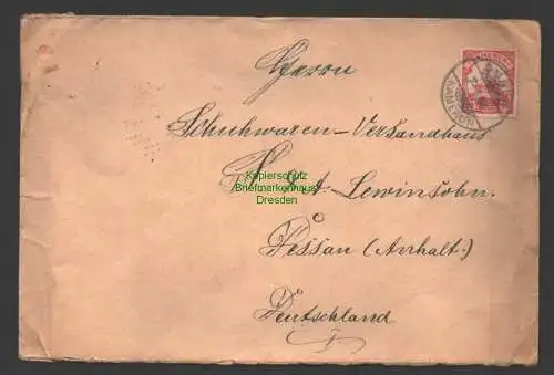 B7400 Brief Duala Kamerun 1908 an Schuhwaren Versandhaus Lewinsohn Dessau